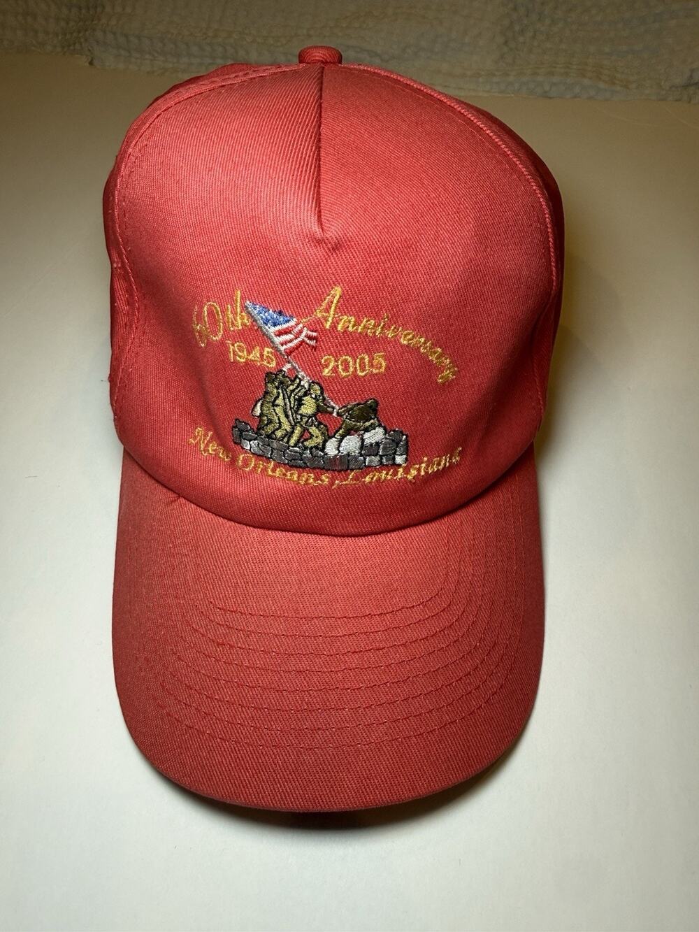 Iwo Jima 60th Anniversary Hat 1945-2005 WWII Museum Red Embroidered Cap